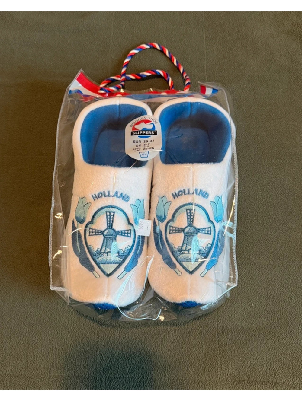 Holland Amsterdam Wooden Shoe Tulip Slippers – New in Package – USA 7–9